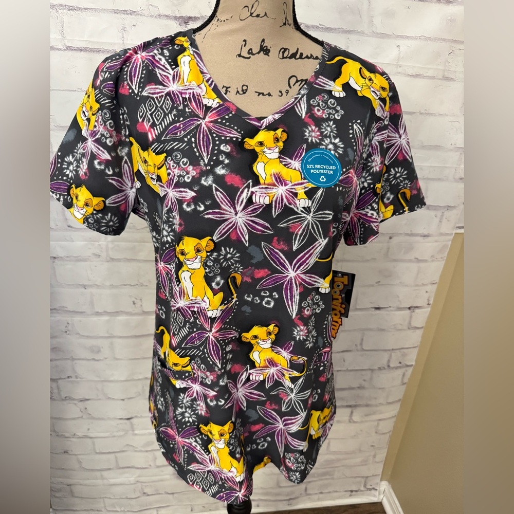 Tooniforms Cherokee Scrub Top Med‎ Disney Lion King Through The Jungle New